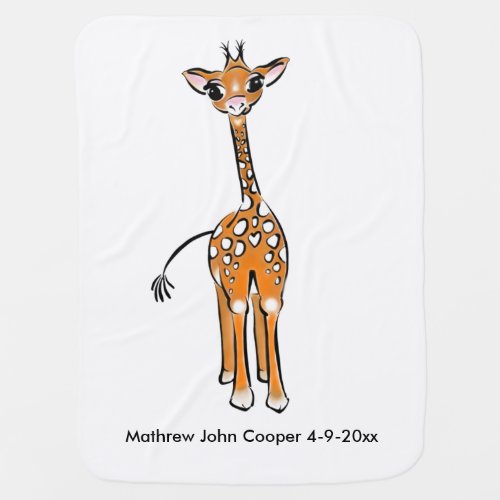 Cute giraffe drawing safari animals  baby blanket