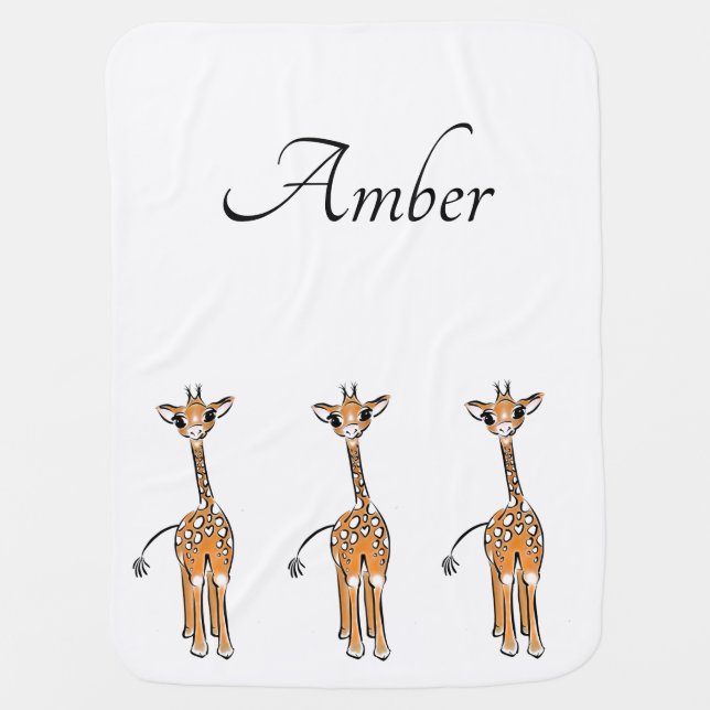 Cute Giraffe drawing, safari animals  Baby Blanket (Front)