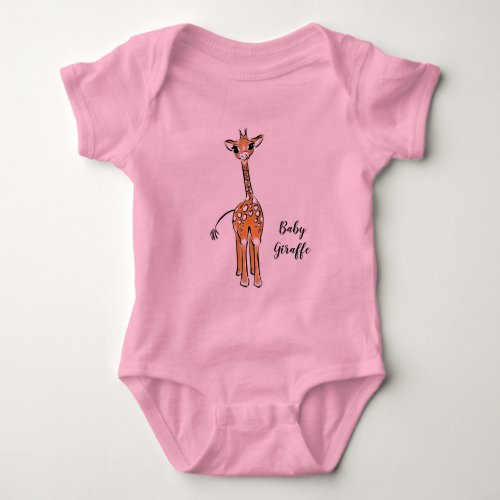 Cute giraffe drawing safari animals  baby bodysuit