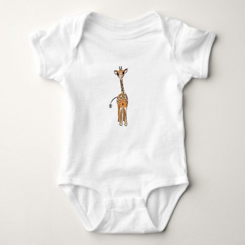 Cute Giraffe drawing safari animals  Baby Bodysuit