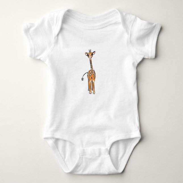 Cute Giraffe drawing, safari animals  Baby Bodysuit (Front)
