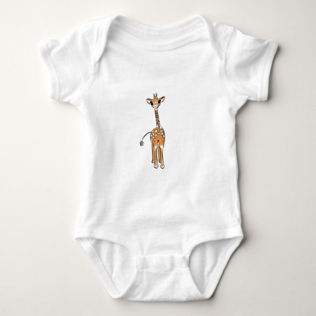 Cute Giraffe drawing, safari animals  Baby Bodysuit (Front)