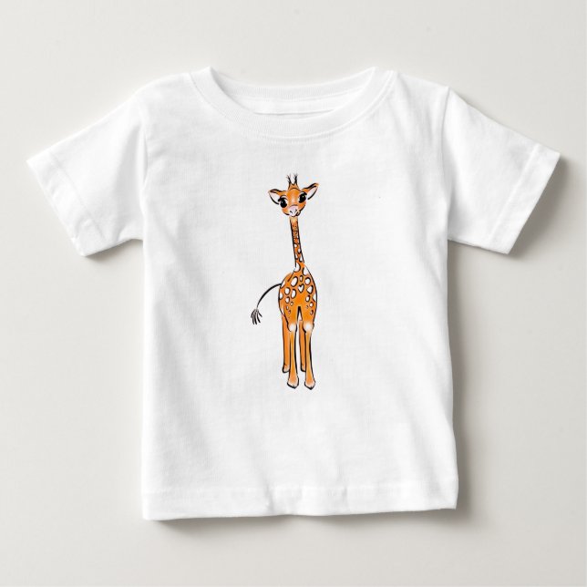 Cute Giraffe drawing, safari animals  Baby T-Shirt (Front)
