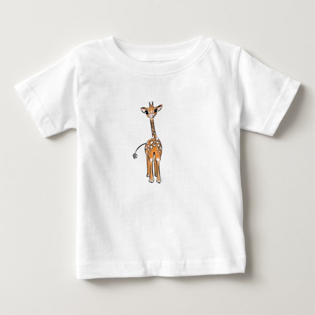 Cute Giraffe drawing, safari animals  Baby T-Shirt (Front)