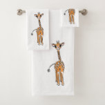 Cute Giraffe Drawing, Safari Animals  Bath Towel Set at Zazzle