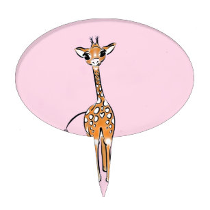 Cute Giraffe drawing, safari animals  Cake Topper