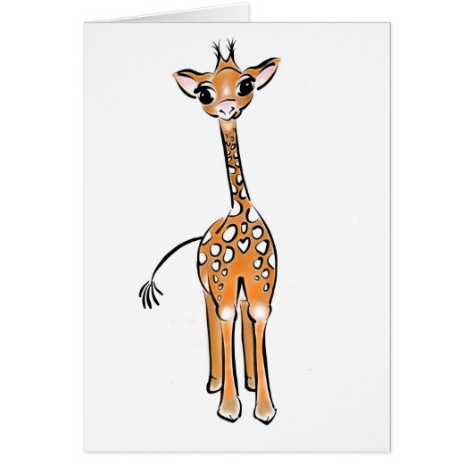 Cute Giraffe drawing, safari animals Cards (Front)