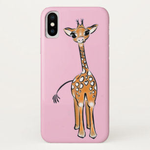Cute giraffe drawing, safari animals iPhone x case