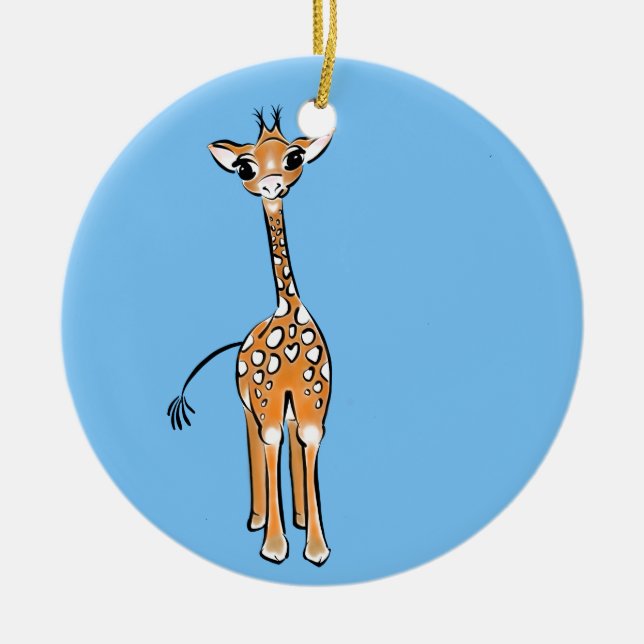 Cute Giraffe drawing, safari animals  Ceramic Ornament (Front)