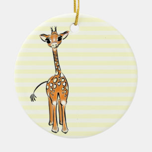 Cute Giraffe drawing, safari animals Ceramic Ornament