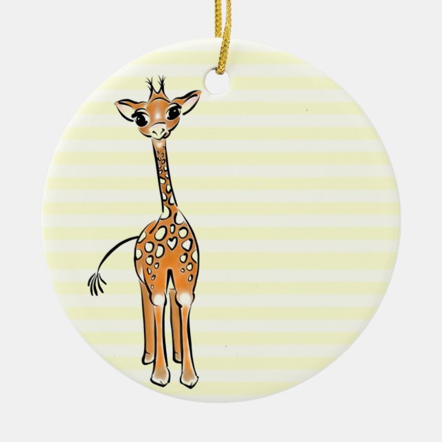 Cute Giraffe drawing, safari animals  Ceramic Ornament (Front)