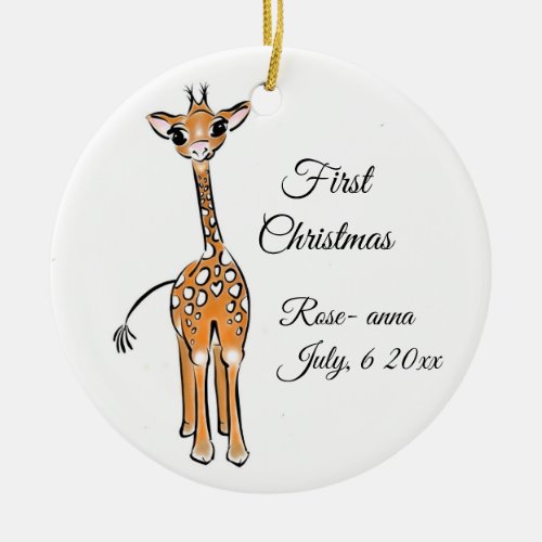 Cute Giraffe drawing safari animals  Ceramic Ornament