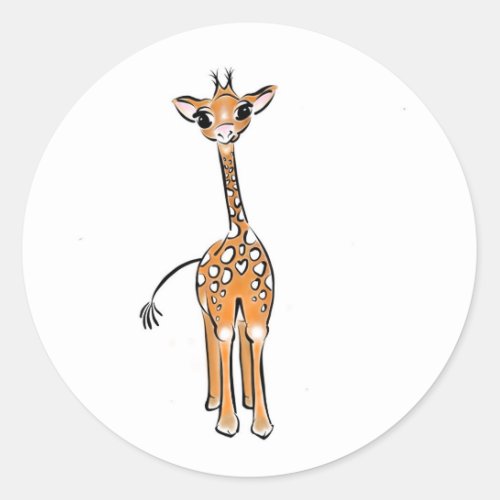Cute Giraffe drawing safari animals  Classic Round Sticker