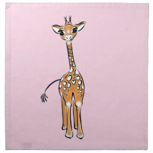 Cute Giraffe drawing, safari animals Cloth Napkin