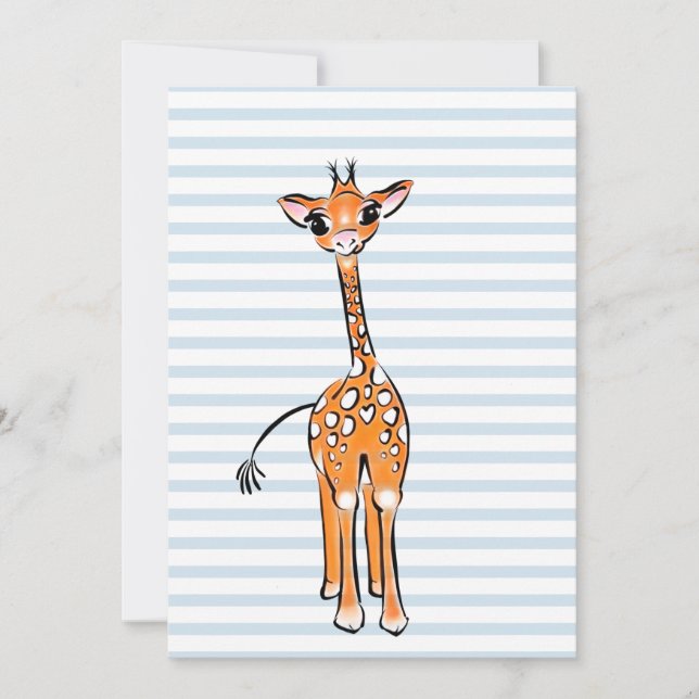 Cute giraffe drawing, safari animals   invitation (Front)