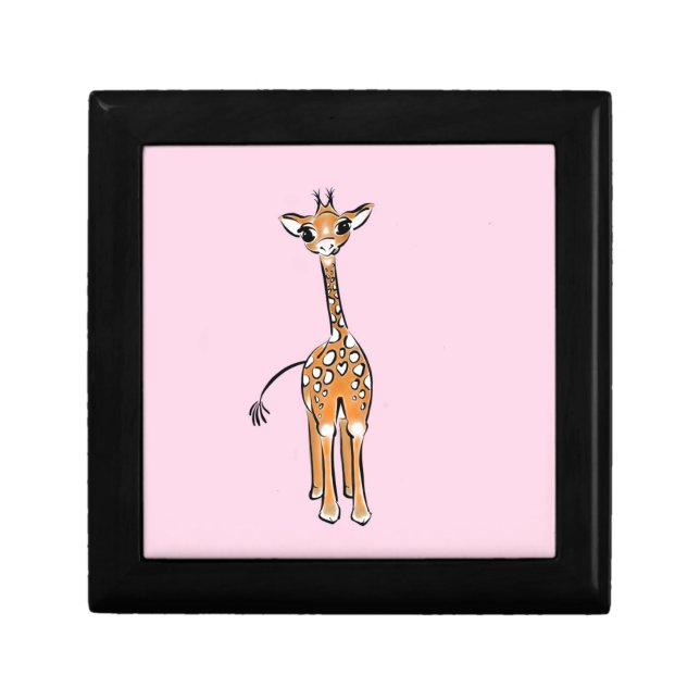 Cute giraffe drawing, safari animals  jewelry box (Front)
