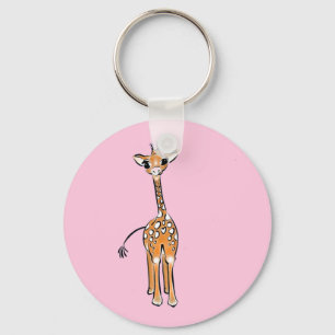 Cute giraffe drawing, safari animals keychain
