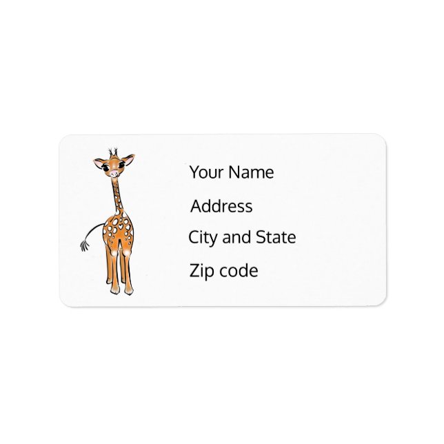 Cute Giraffe drawing, safari animals  Label (Front)