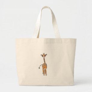 Cute Giraffe drawing, safari animals Large Tote Bag