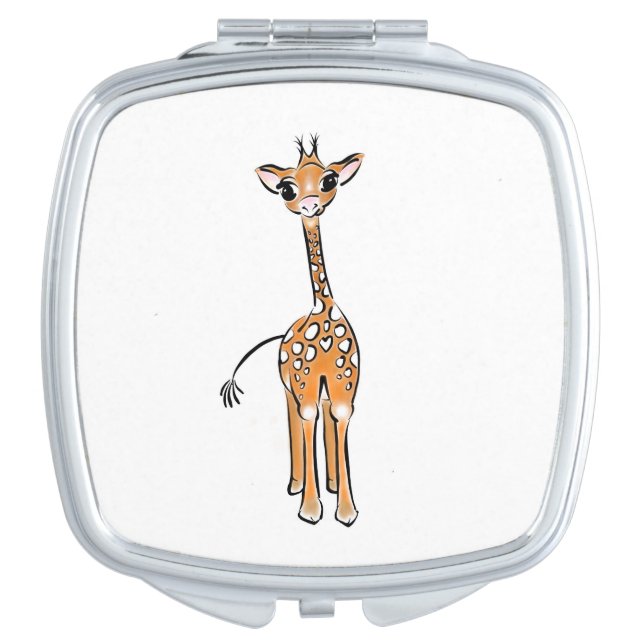 Cute Giraffe drawing, safari animals  Makeup Mirror (Front)