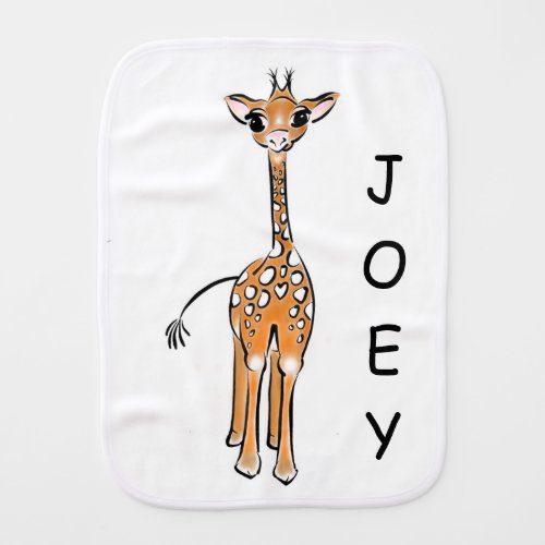 Cute giraffe drawing safari animals monogrammed baby burp cloth
