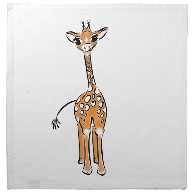Cute Giraffe drawing, safari animals  Napkin (Front)