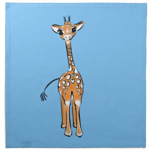 Cute Giraffe drawing, safari animals Napkin