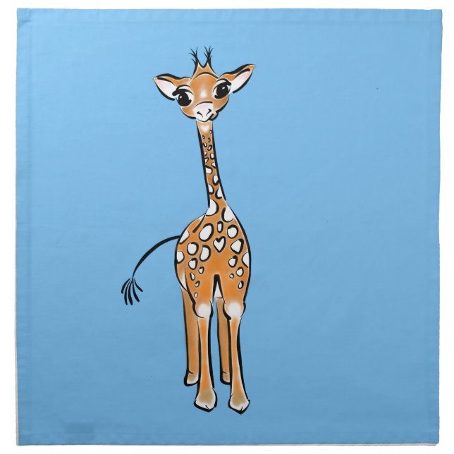 Cute Giraffe drawing, safari animals  Napkin (Front)