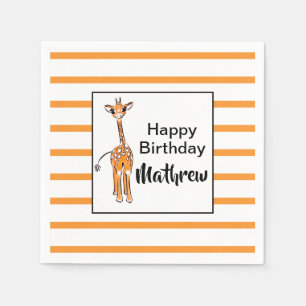 Cute Giraffe drawing, safari animals Napkins