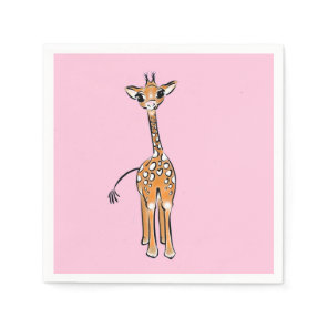 Cute Giraffe drawing, safari animals  Napkins