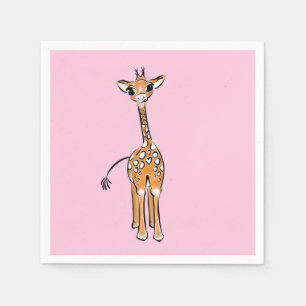 Cute Giraffe drawing, safari animals Napkins