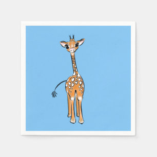 Cute Giraffe drawing, safari animals Napkins