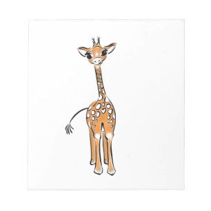 Cute Giraffe drawing, safari animals Notepad