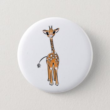 Cute Giraffe Drawing  Safari Animals  Pinback Button by Omtastic at Zazzle