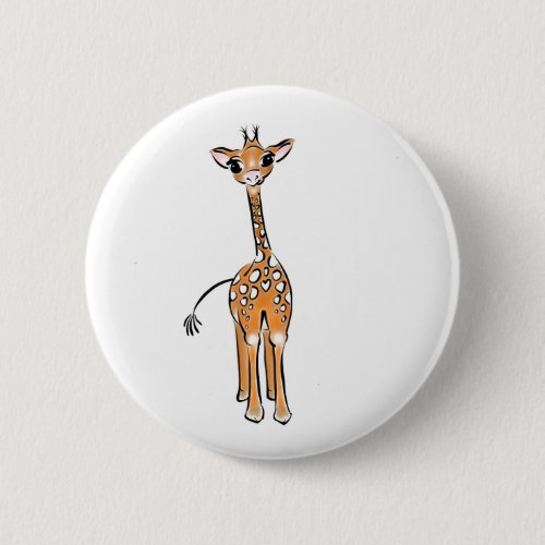 Cute Giraffe drawing safari animals  Pinback Button