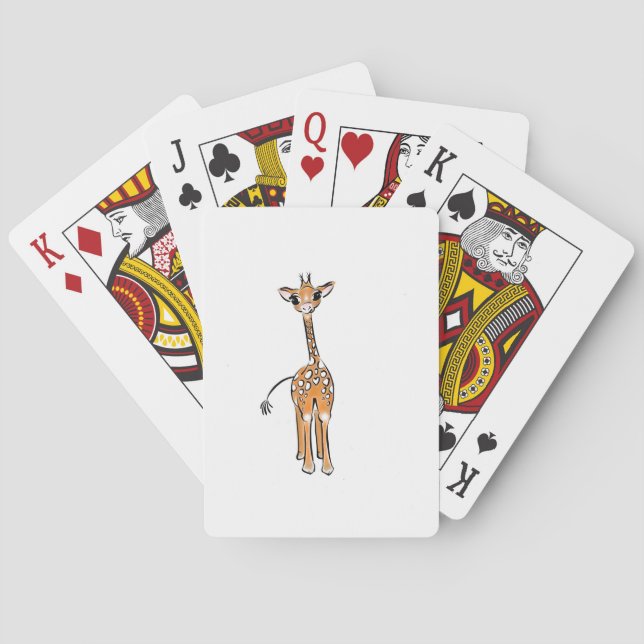 Cute Giraffe drawing, safari animals  Poker Cards (Back)