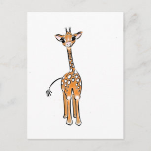 Cute Giraffe drawing, safari animals  Postcard