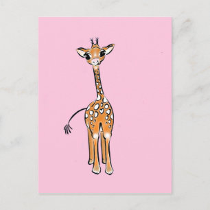 Cute Giraffe drawing, safari animals  Postcard