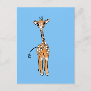 Cute Giraffe drawing, safari animals Postcard