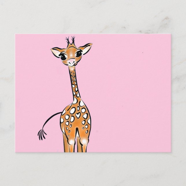 Cute giraffe drawing, safari animals  postcard (Front)