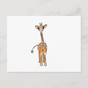 Cute Giraffe drawing, safari animals  Postcard