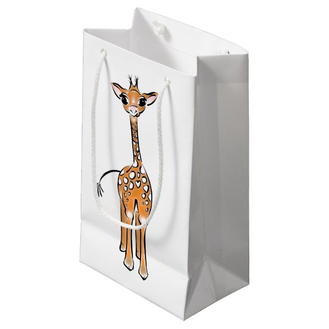 Cute Giraffe drawing, safari animals  Small Gift Bag (Front Angled)