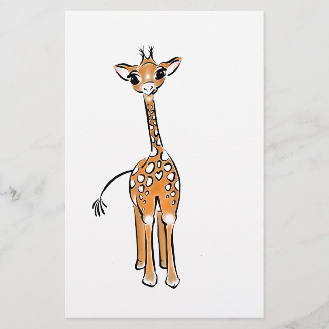 Cute Giraffe drawing, safari animals  Stationery (Front)