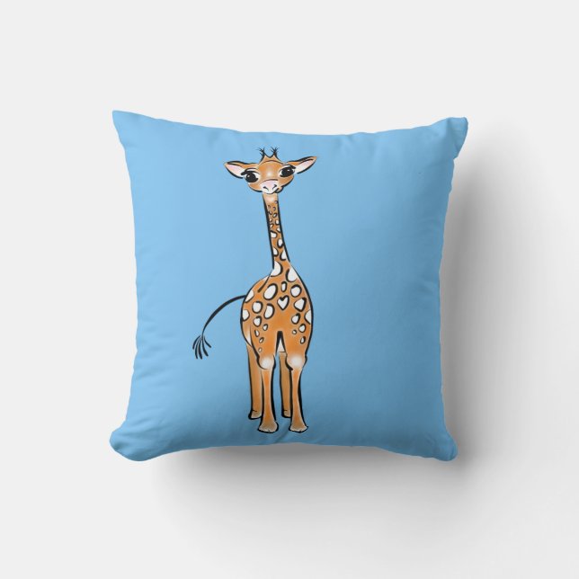 Cute Giraffe drawing, safari animals  Throw Pillow (Front)