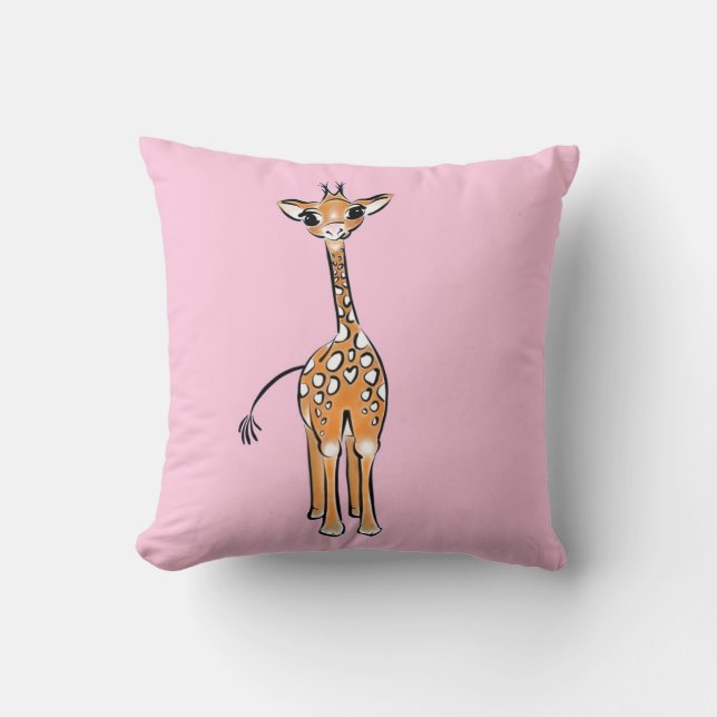 Cute giraffe drawing, safari animals  throw pillow (Front)