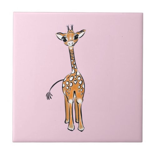 Cute Giraffe drawing safari animals  Tile