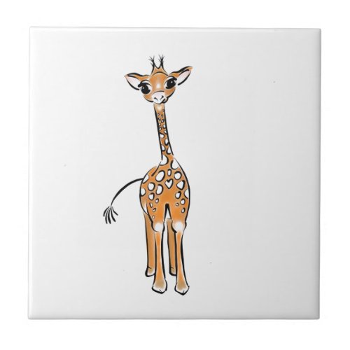 Cute Giraffe drawing safari animals  Tile