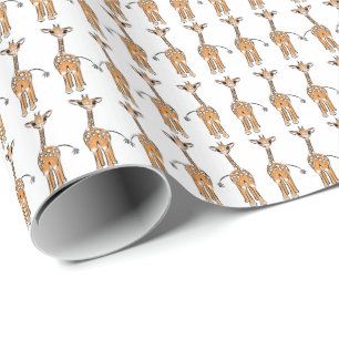 Cute Giraffe drawing, safari animals Wrapping Paper