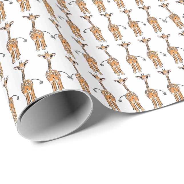 Cute Giraffe drawing, safari animals  Wrapping Paper (Roll Corner)