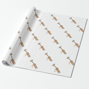 Cute Giraffe drawing, safari animals Wrapping Paper